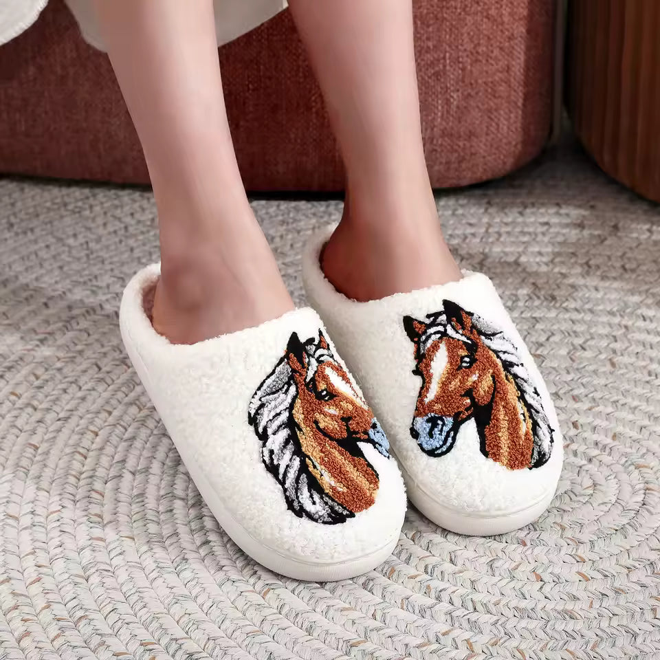 StableComforts⢠Soft Stitched Horse Slippers